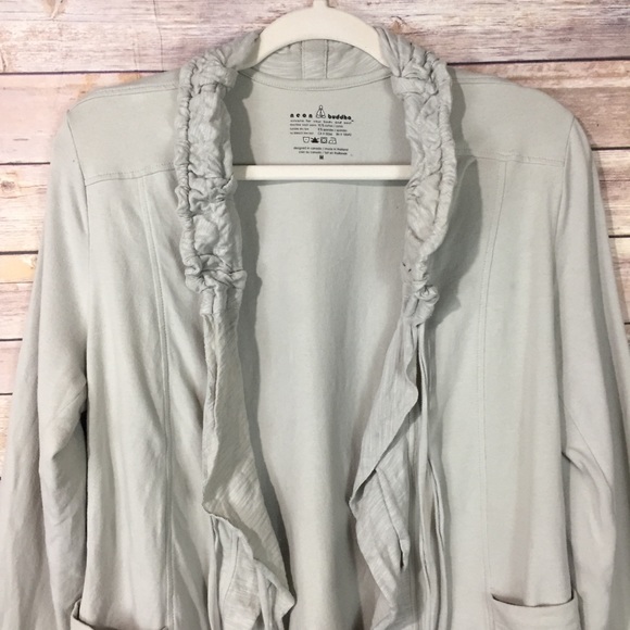 Neon Buddha Beige Tie Front Cardigan Sweater M - Picture 5 of 5